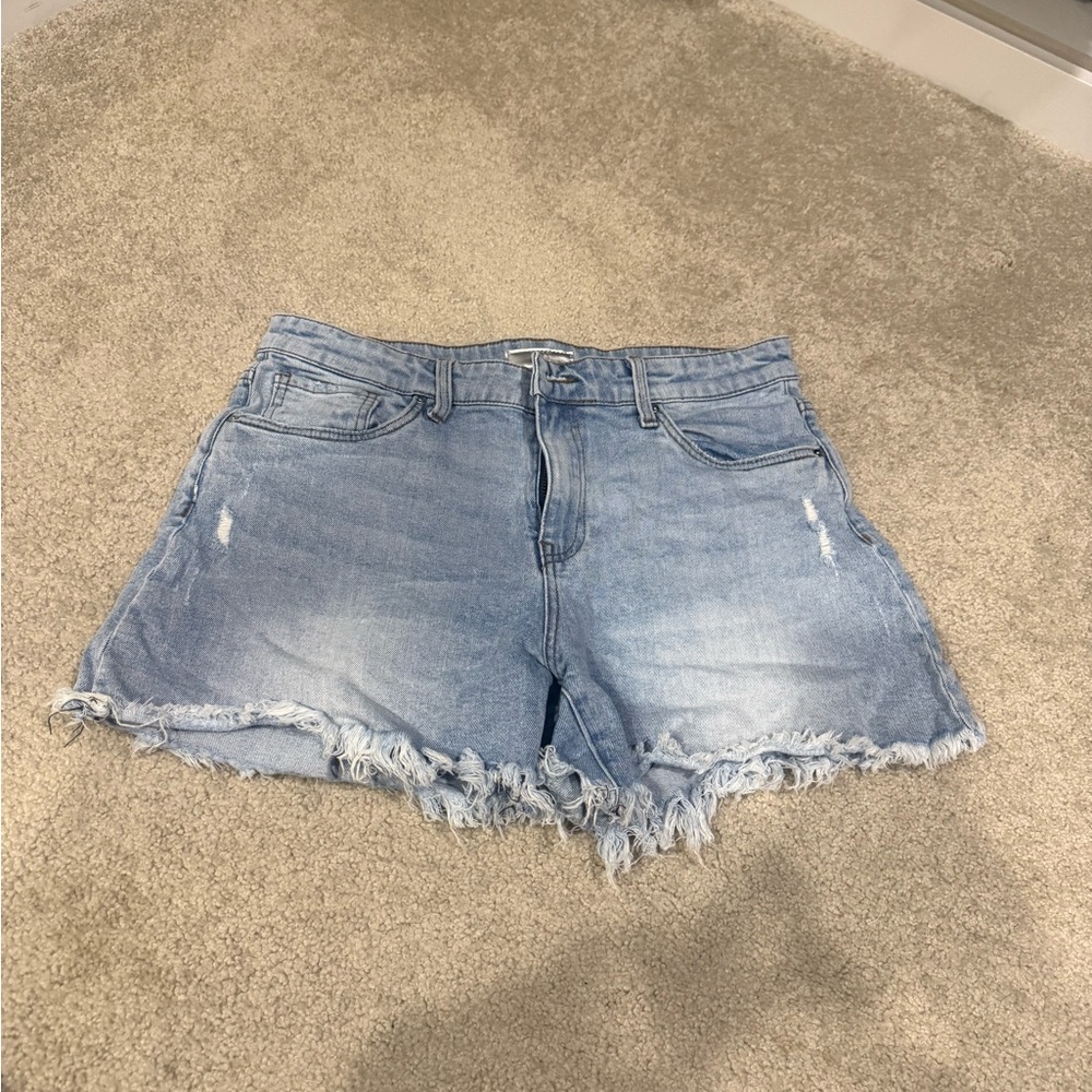 Denim Frayed Hem Women's Shorts